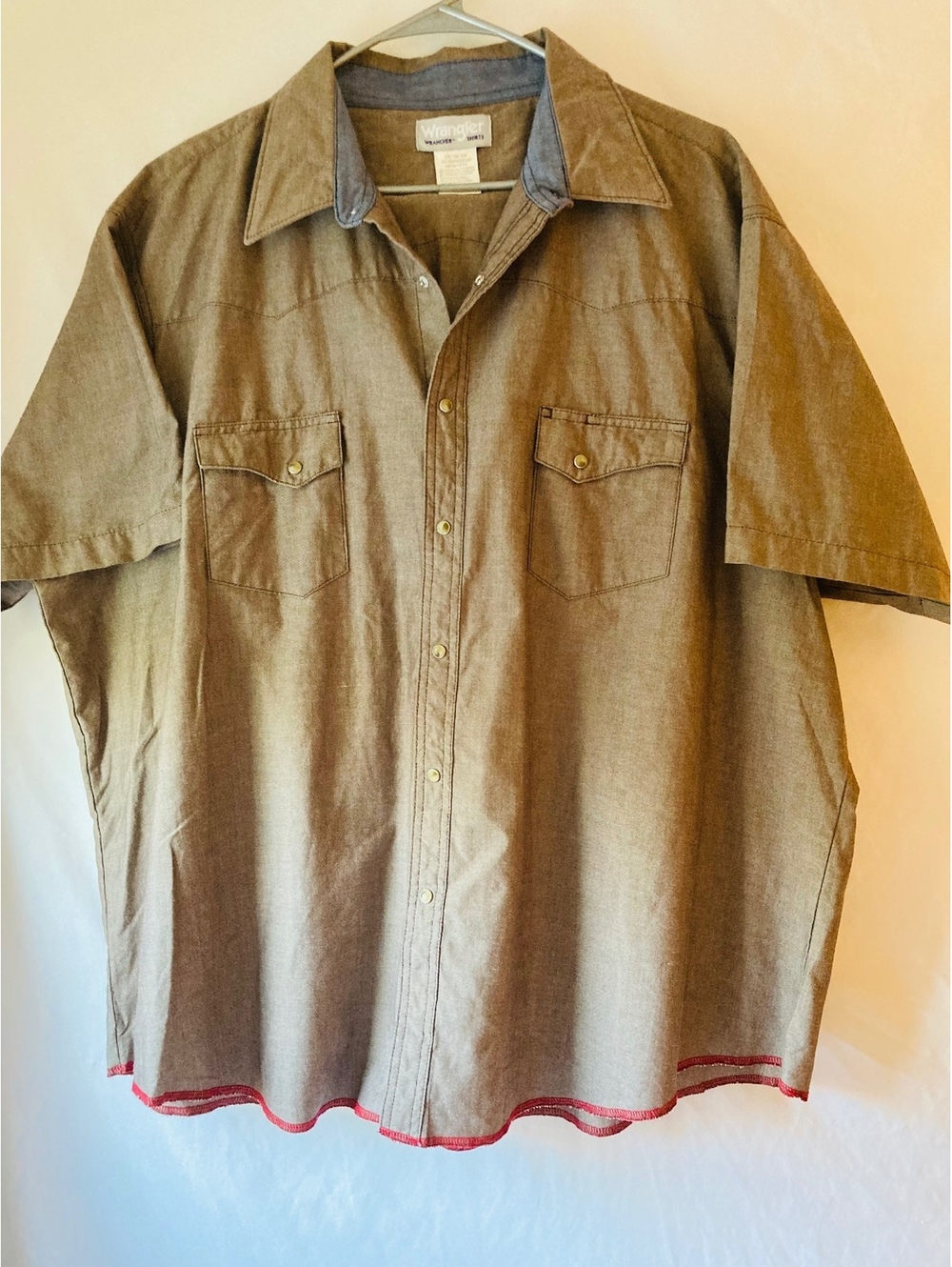 Wrangler  Western Shirt Men’s 3X Brown Snap Front Short Sleeve Cotton [COPY]